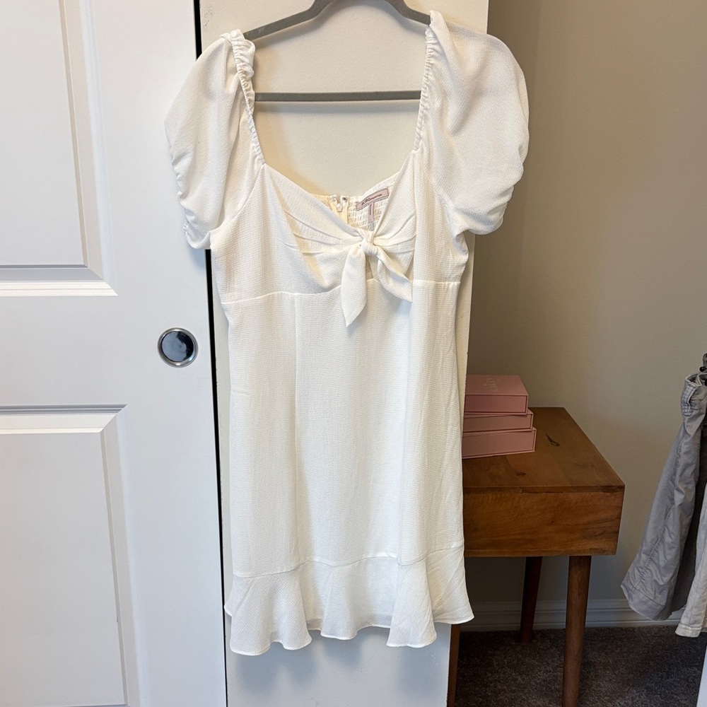 BCBGeneration White Mini Dress with Tie Front